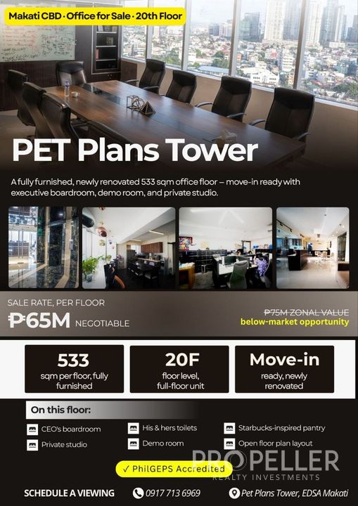 Pet Plans Tower, Makati CBD - Office Unit 20th Floor (Unit A & B)